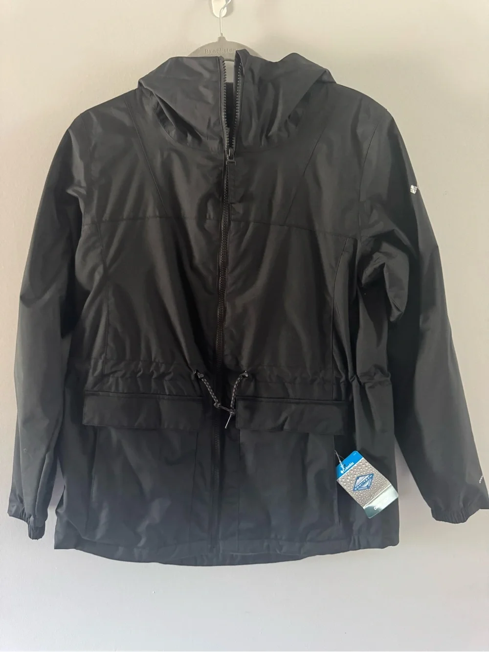 Columbia Black Hooded Fleece Women's Rain Jacket S